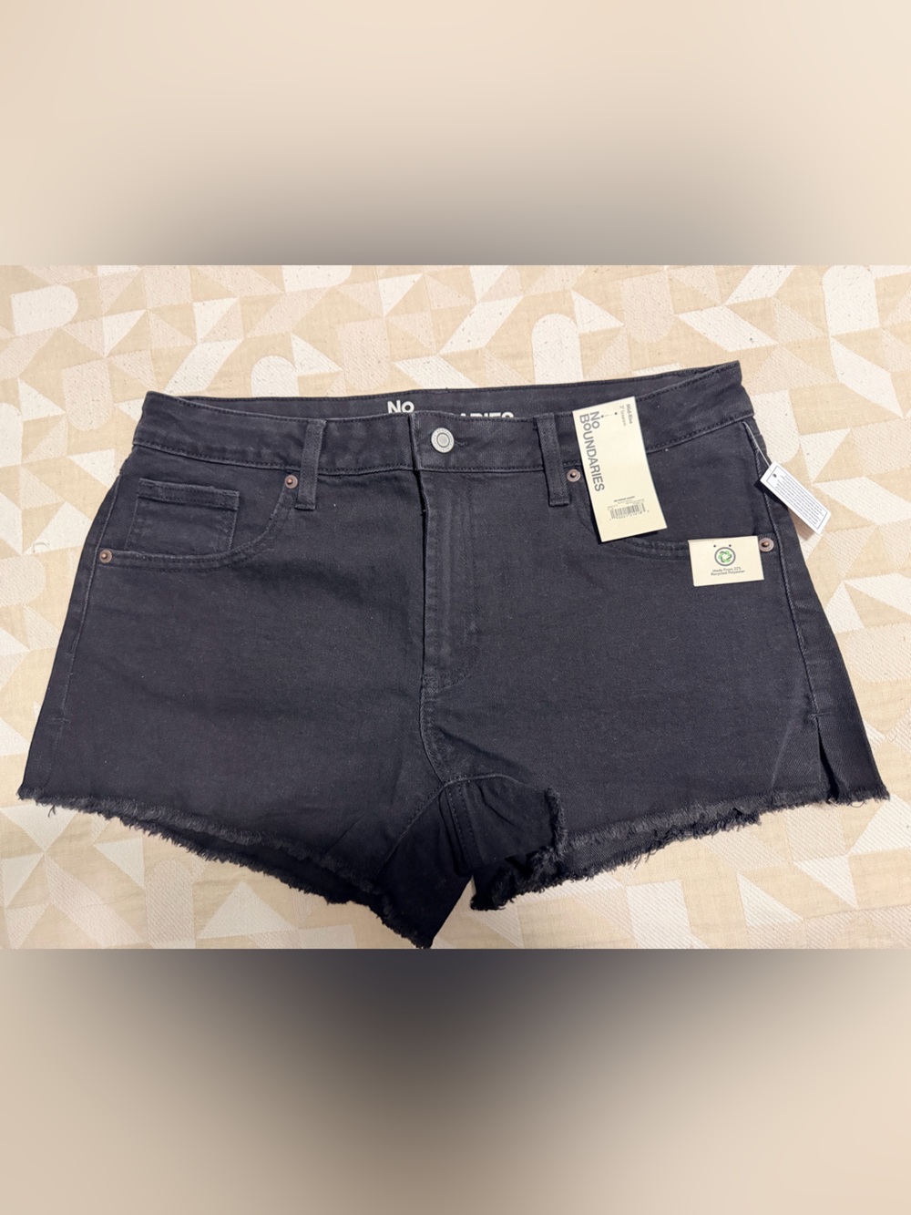 No Boundaries Black Frayed Hem Denim Shorts
